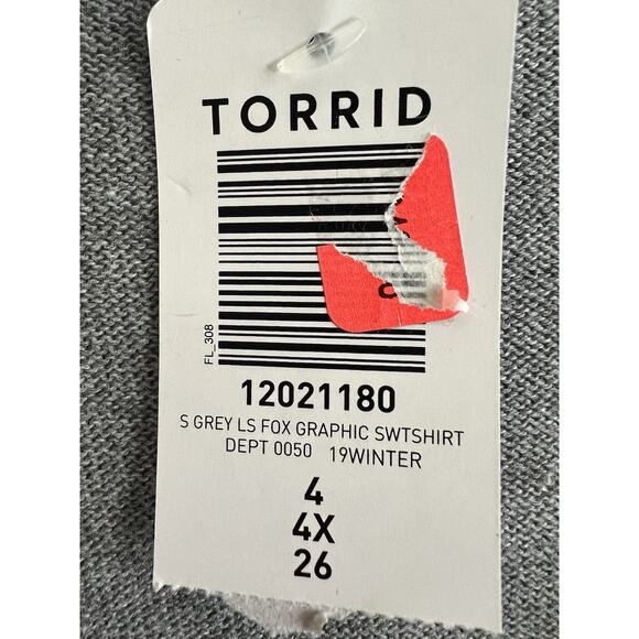 TORRID Gray Fox Graphic Novelty Raglan 100% Cotton Sweatshirt Sz 4X NWT - Picture 8 of 12